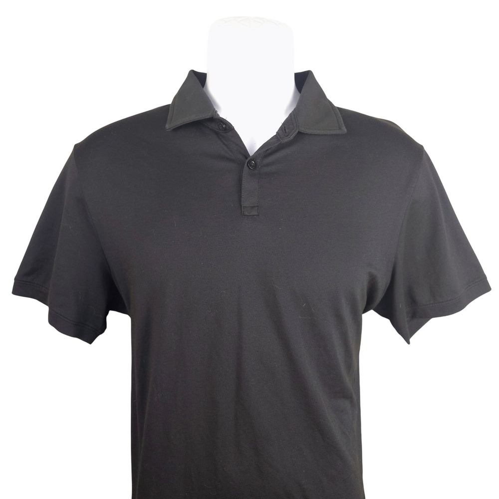 Cuts Clothing Black Curve-Hem Polo Shirt Mens Large Short Sleeve Pyca Pro